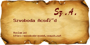 Szvoboda Acsád névjegykártya